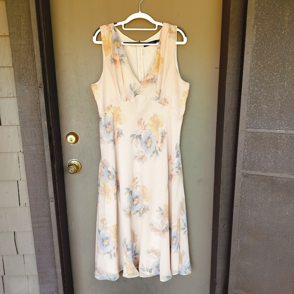 Lauren Ralph Lauren Black Label Crinkled Georgette Sleeveless A-line Dress